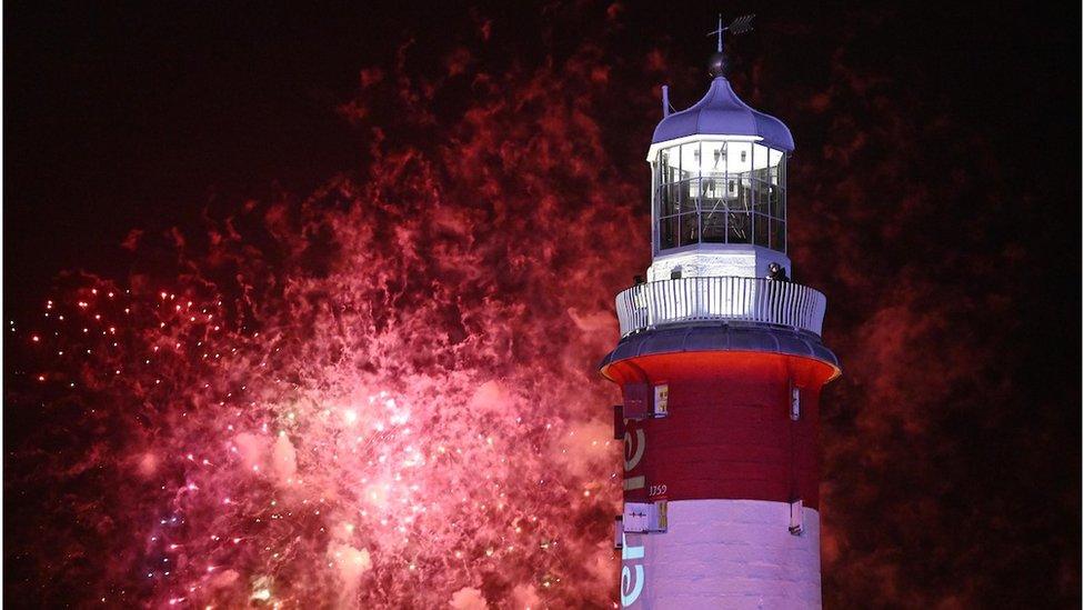 Display team Electrify. British Firework Championships 2023 held in the city of Plymouth - Day 2.