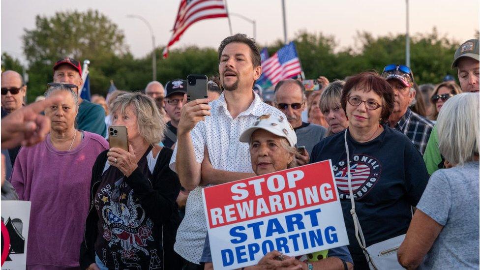 An anti-immigration protest in New York last month