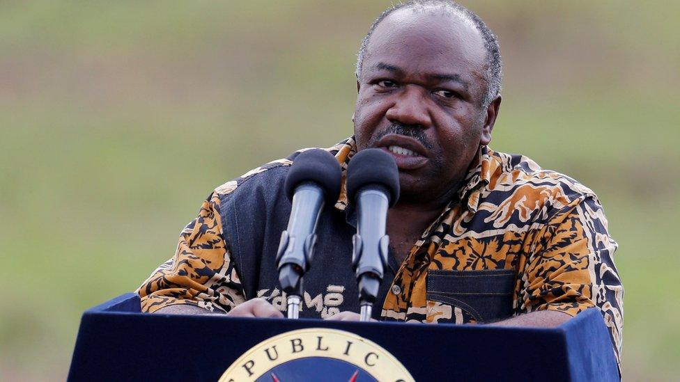 President Ali Bongo addresses media at Nairobi National Park near Nairobi, Kenya, April 30, 2016