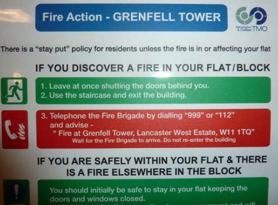 Fire sign from Grenfell lift