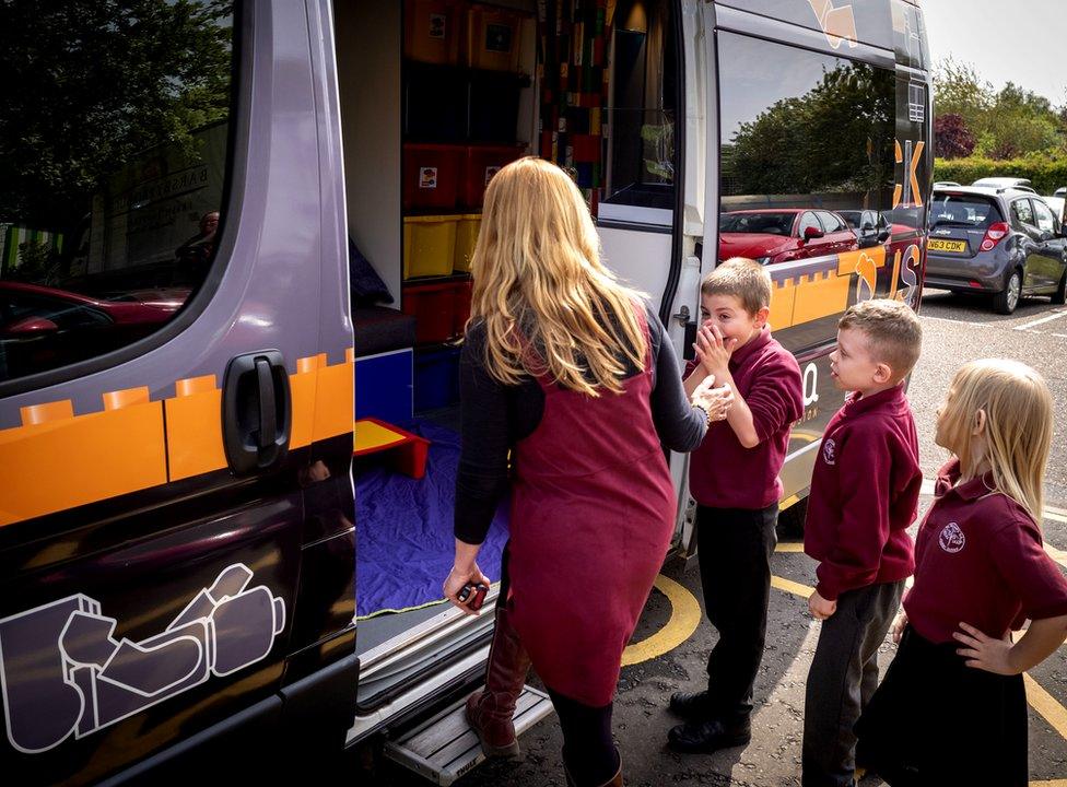 Children boarding the bus