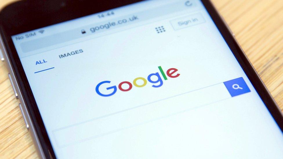 Google search page shown on smartphone