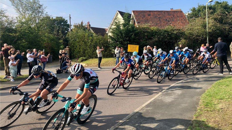 Women's Tour on Old Barrack Road, Woodbridge