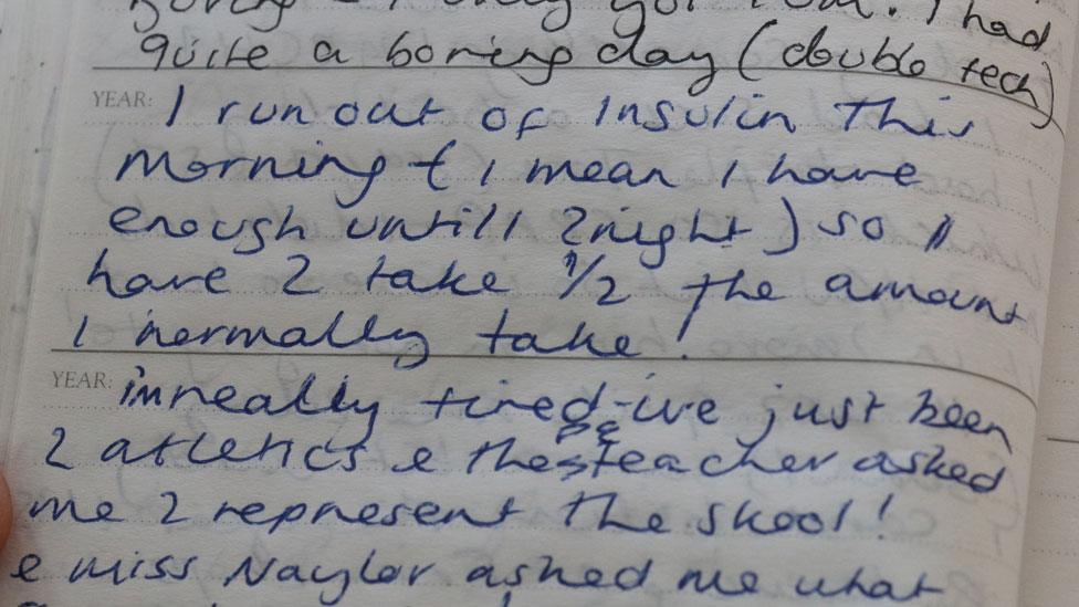 Diary extract: I run out of insulin this morning. I mean I have enough until tonight so I'll have to take half the amount I normally take