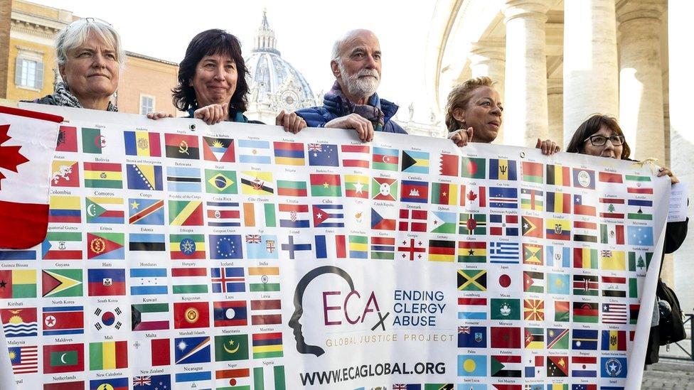 A sit-in staged by the association Ending Clergy Abuse (ECA) in Rome, Italy, 21 February 2019