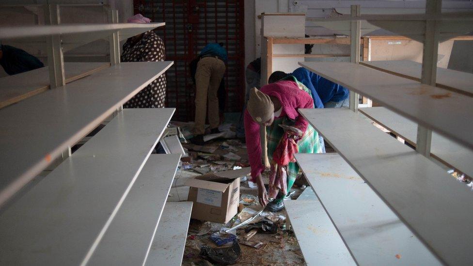 A shop with nothing on the shelves near Pretoria, South Africa