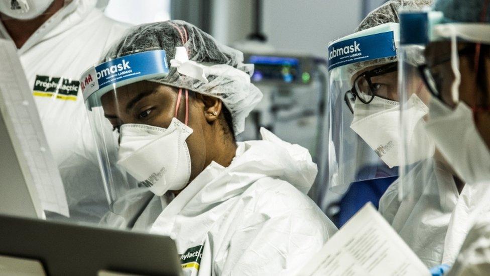 NHS staff assess Covid patients at the James Cook University Hospital in Middlesbrough