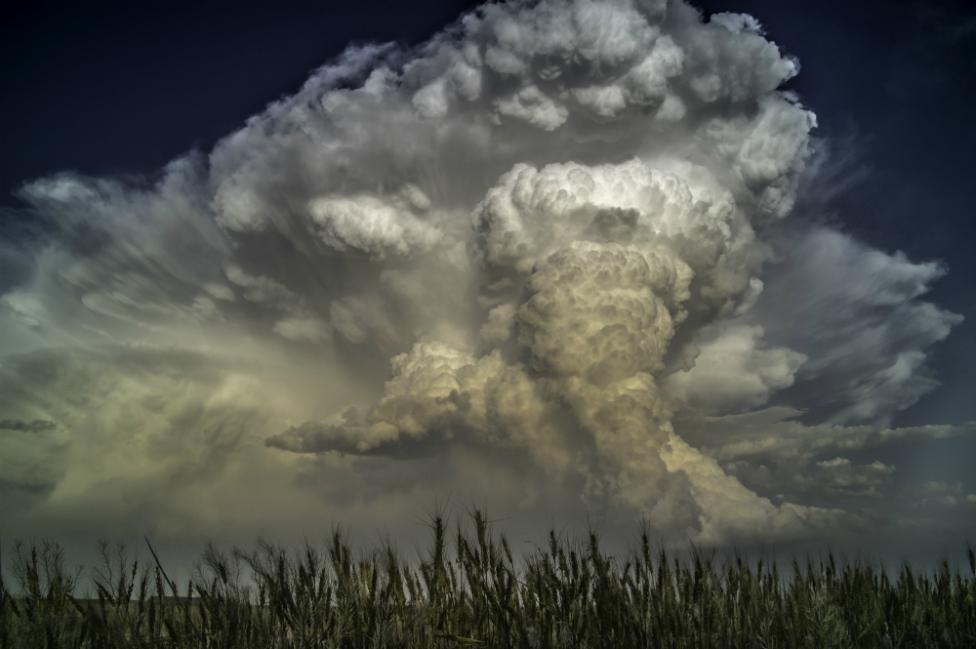 A tornado fills the sky