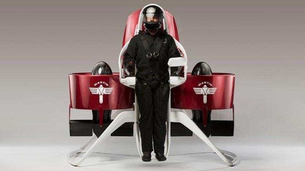 Man with Martin Aircraft jetpack