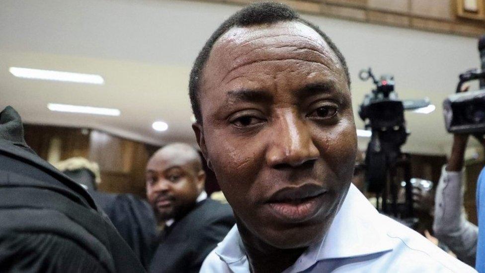 Omoyele Sowore arrives at a courtroom in September