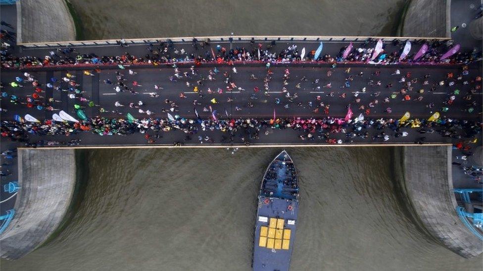 Runners across Tower Bridge