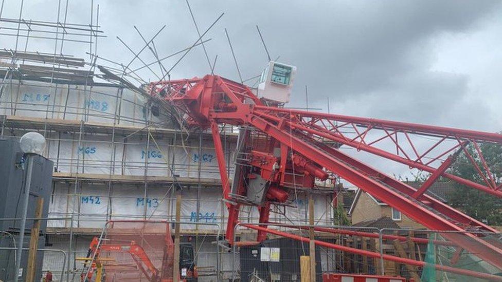 Crane collapsed on building development