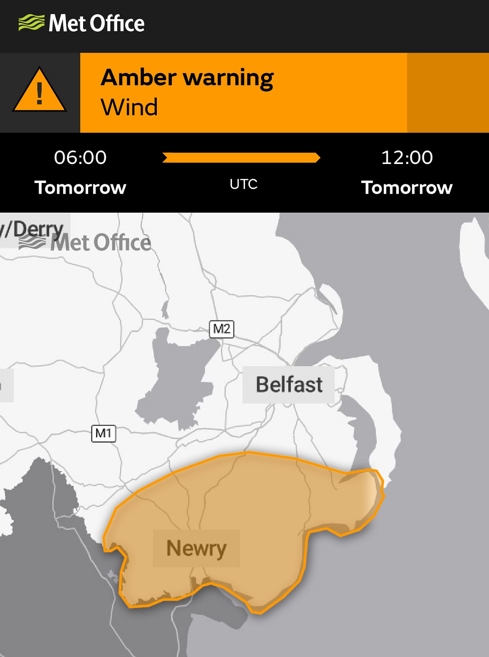 Amber warning map