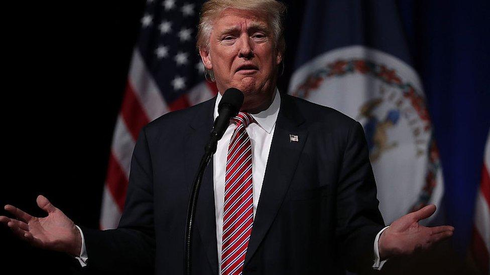 Donald Trump speaks at a rally in Ashburn, Virginia.