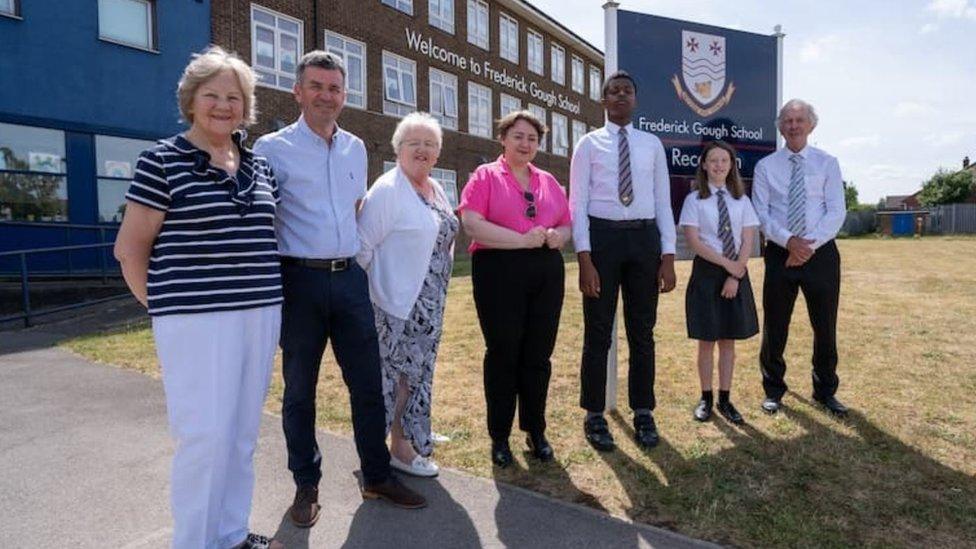 Local leaders with pupils at Frederick Gough School in Scunthorpe