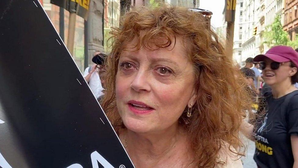 Susan Sarandon on the picket line