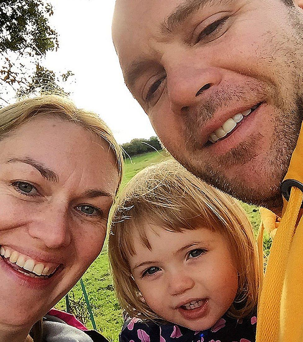 Faye Burdett with her parents Jenny and Neil