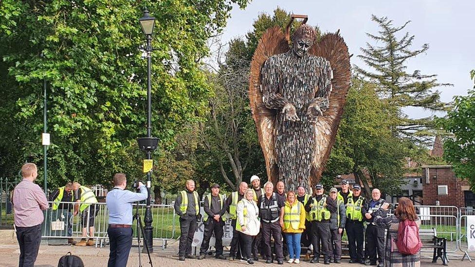 Knife Angel in Chesterfield, Derbyshire