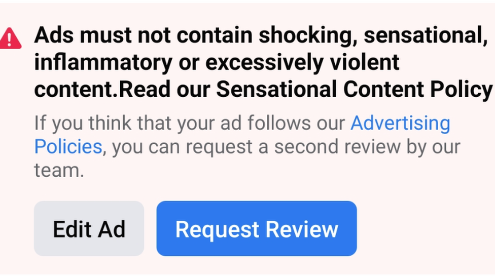 Screengrab of response Mr Emmanuel-Jones received stating ads must not contain "shocking" or "sensational" content