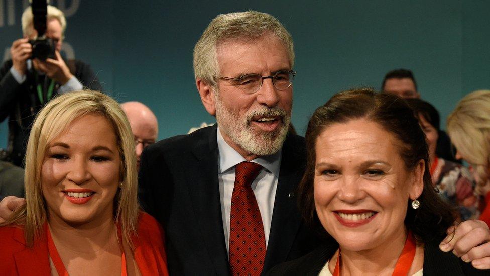 Michelle O'Neill, Gerry Adams and Mary Lou McDonald