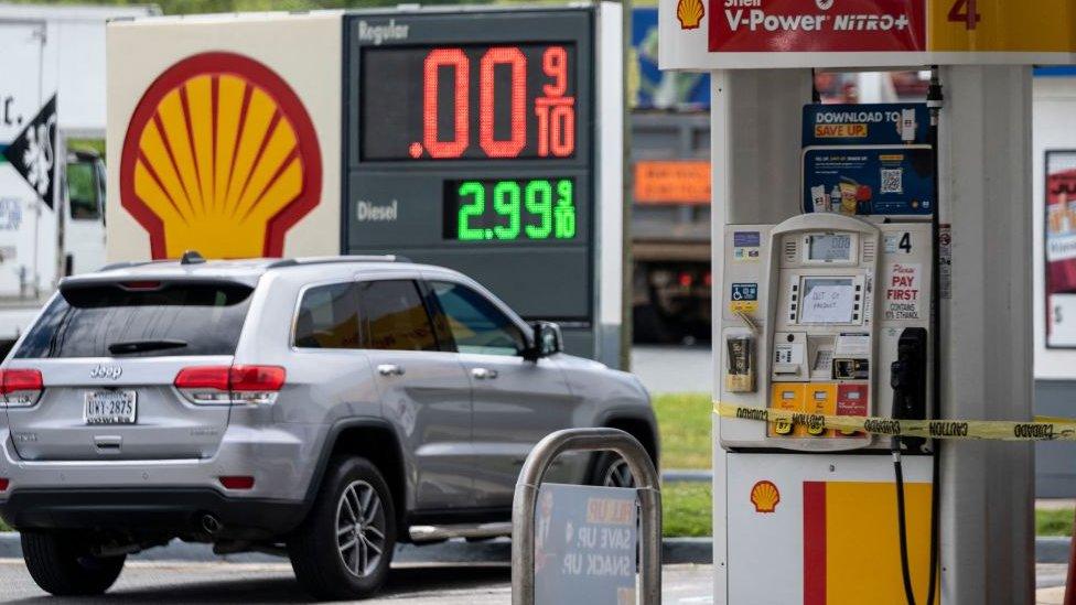 Pumps at a Shell gas station in Virginia