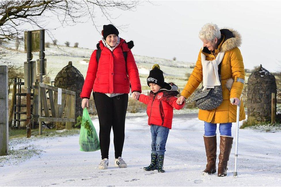 walking in the snow