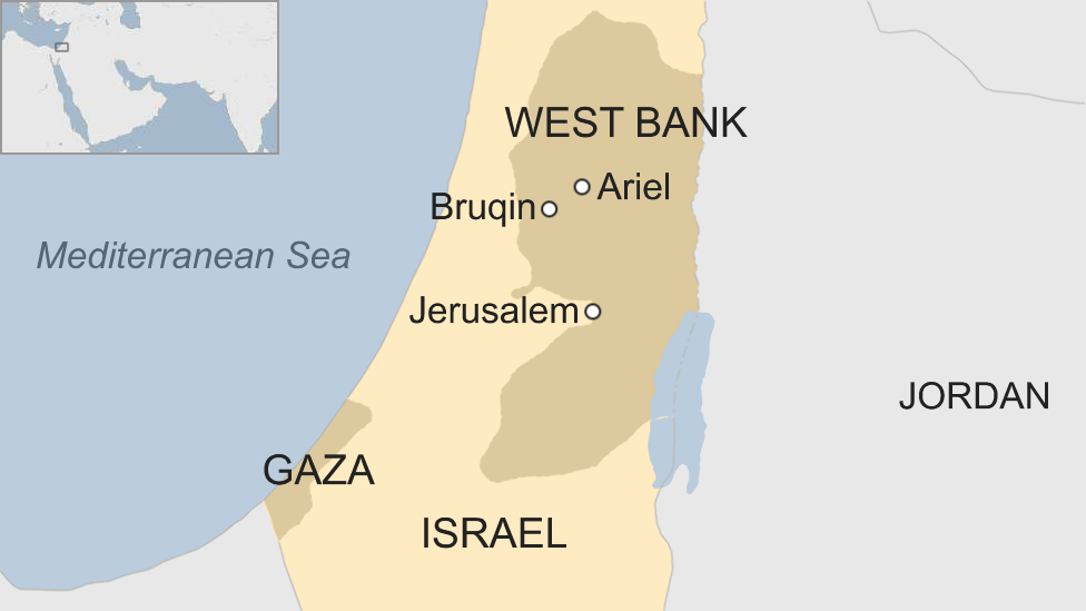 Map showing Israel and West Bank