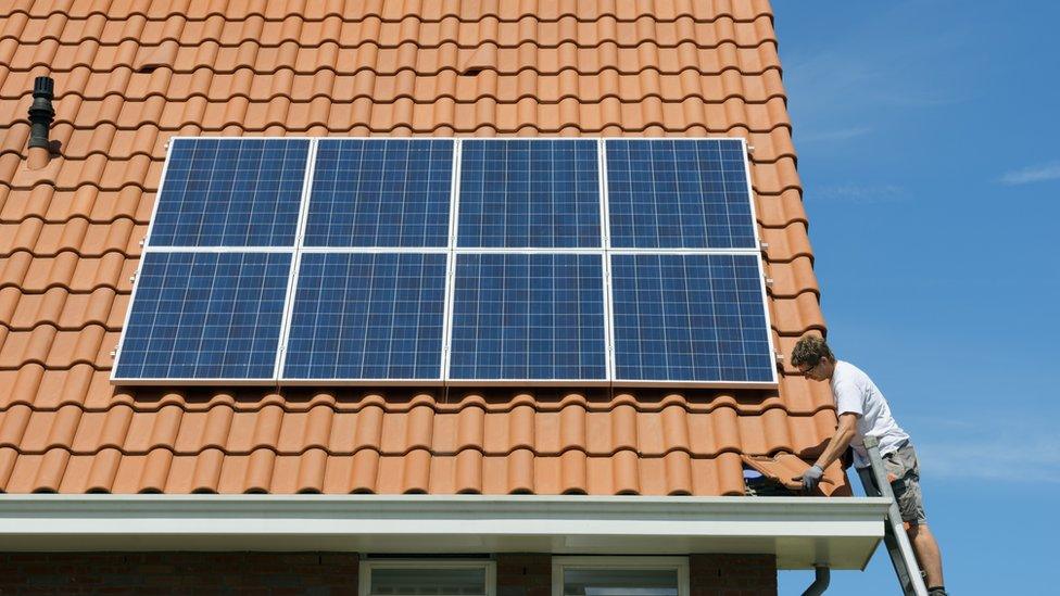 Solar panels on a house