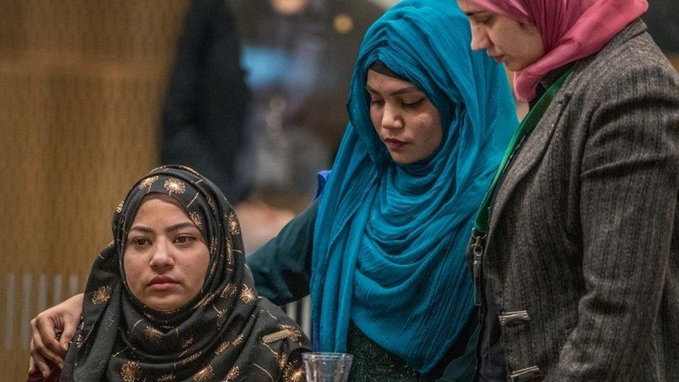 Sazada Akhter is seen during victim impact statements in the sentencing of mosque gunman Brenton Tarrant at the High Court in Christchurch, New Zealand, August 26, 2020.