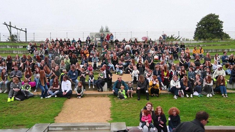 crowd of redheads