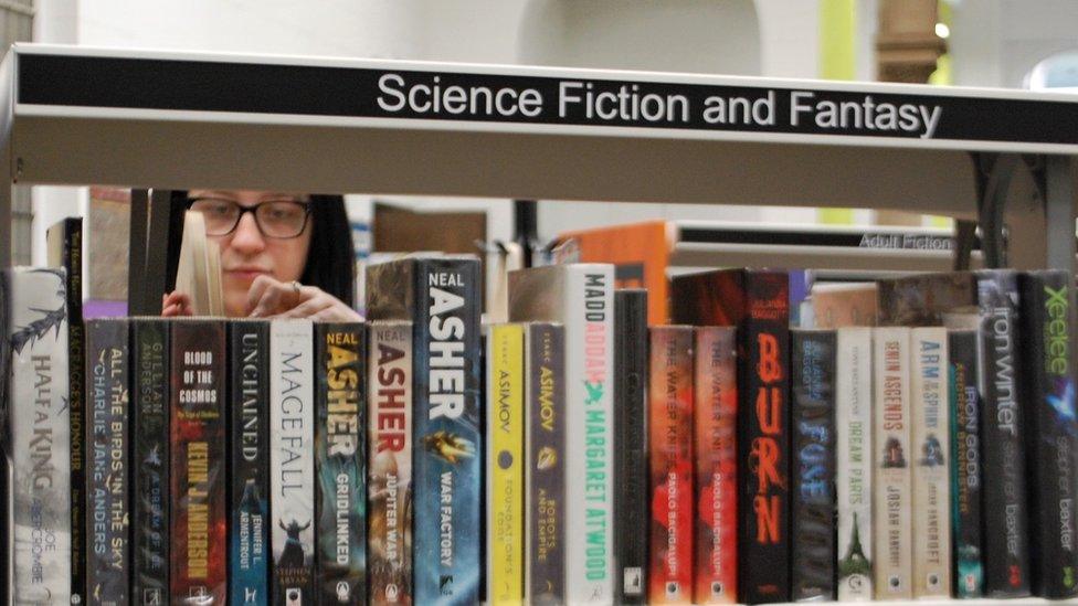 A library shelf