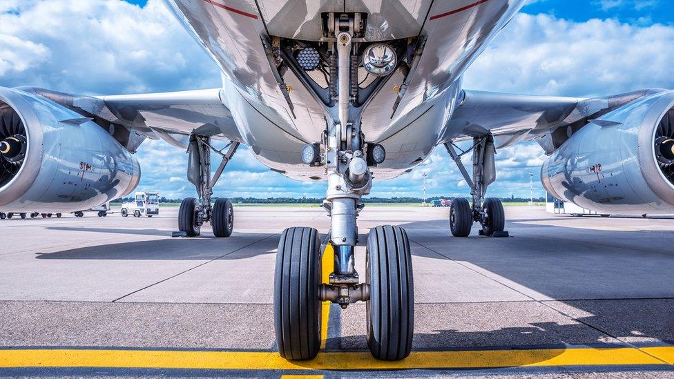 Plane landing gear.