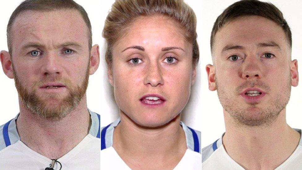 Wayne Rooney, Steph Houghton and Jack Rutter