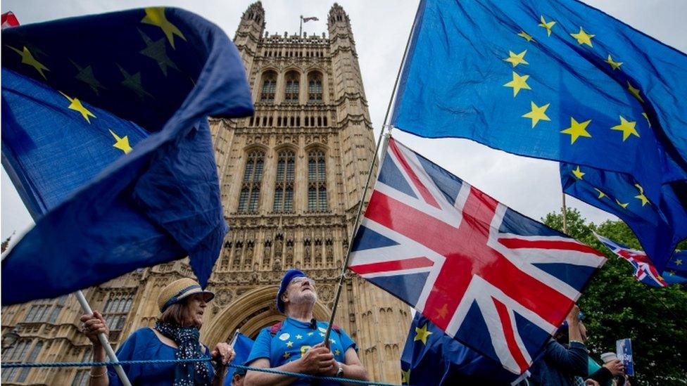 Anti-Brexit demonstration outside Parliament