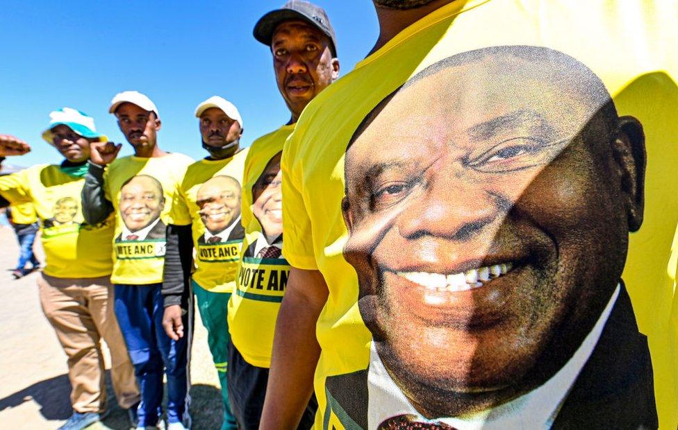 African National Congress (ANC) supporters during President Cyril Ramaphosa's campaign rally on 18 October in Bloemfontein, South Africa.