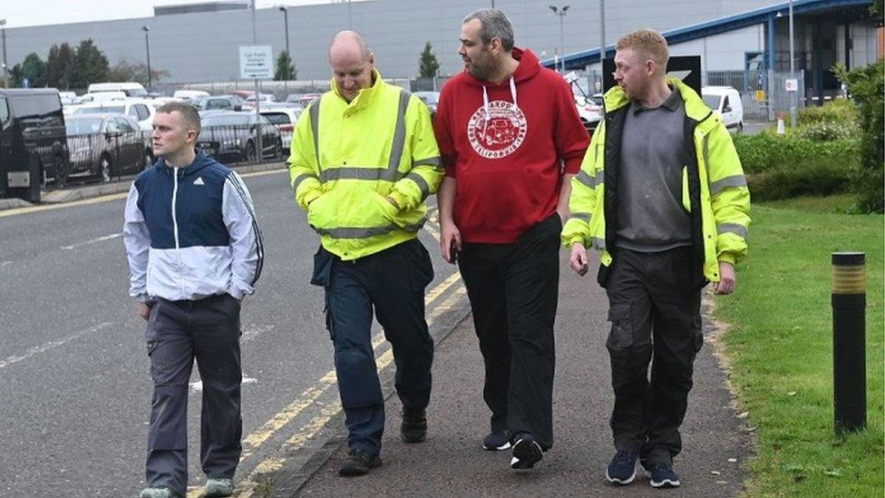 Workers at the Wrightbus site