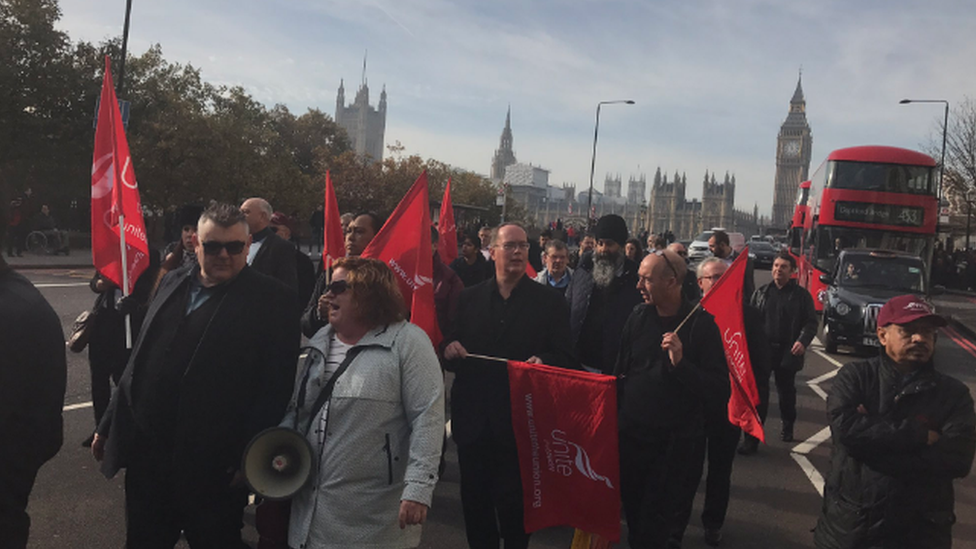 Unite members marching