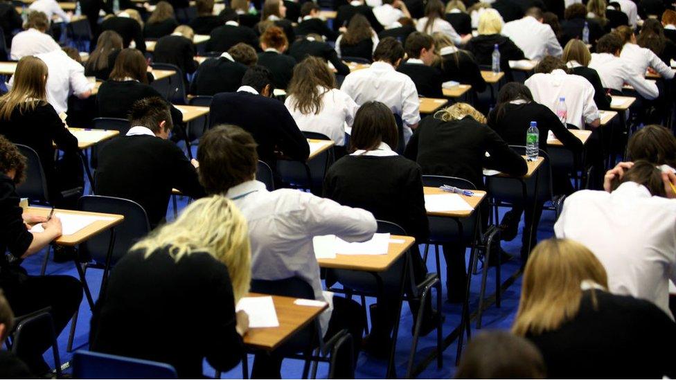 An exam hall full of students