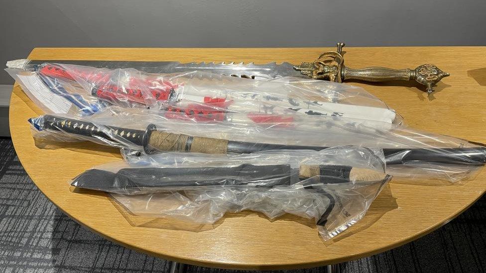 Six swords were seized