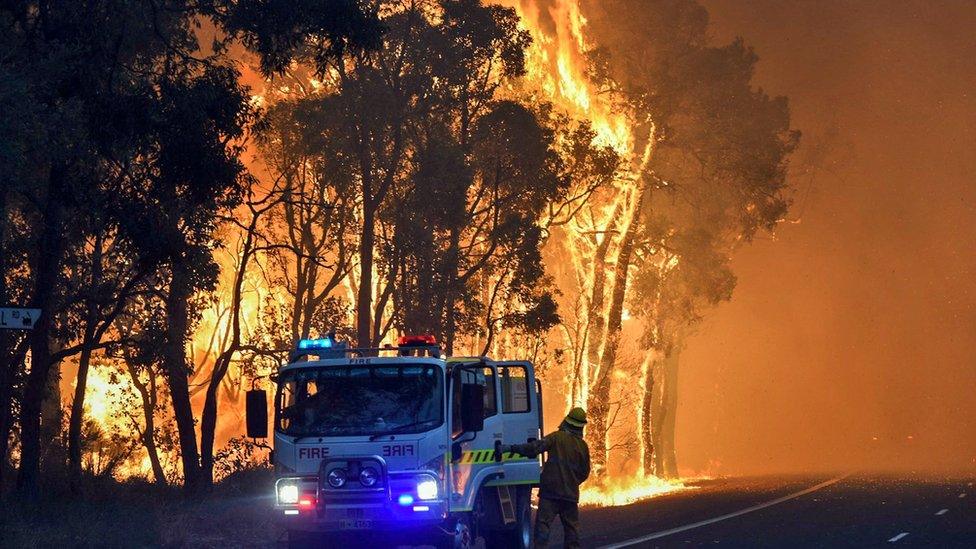 Firefighters battling a fire at Waroona in Western Australia