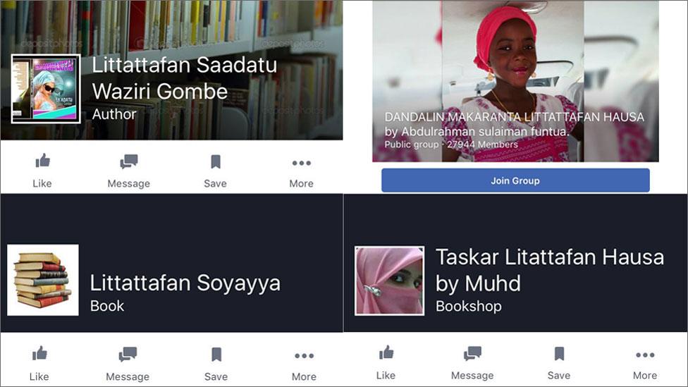 Facebook groups about Hausa romance novels