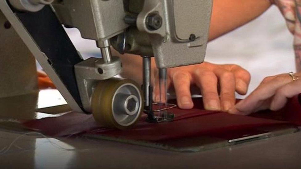 A balloon being stitched