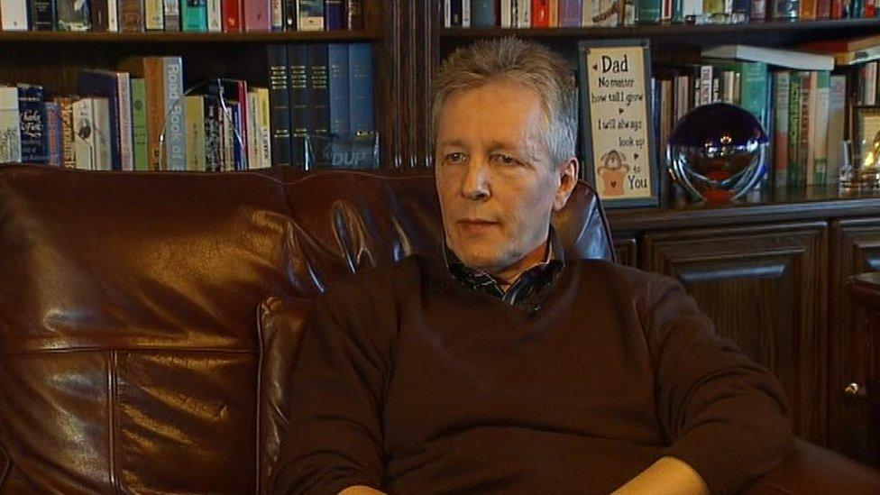 Peter Robinson spoke to journalists at his family home shortly before his wife's affair became public in 2010