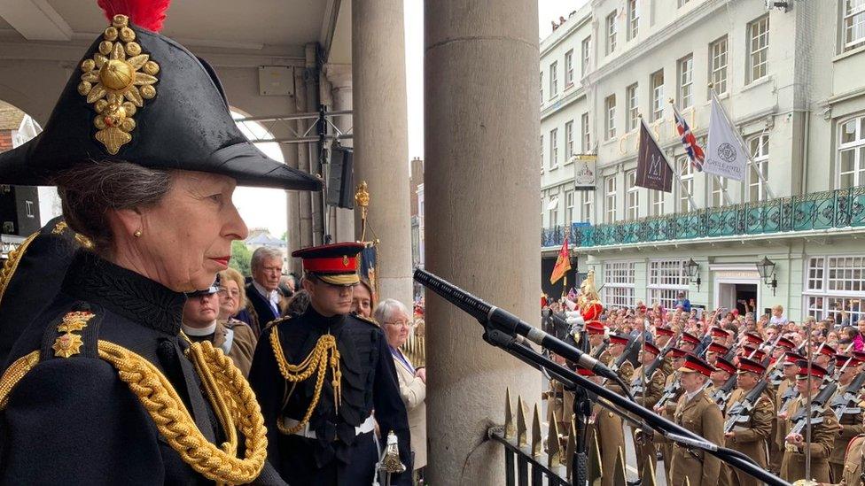 The Princess Royal addressing The Household Cavalry