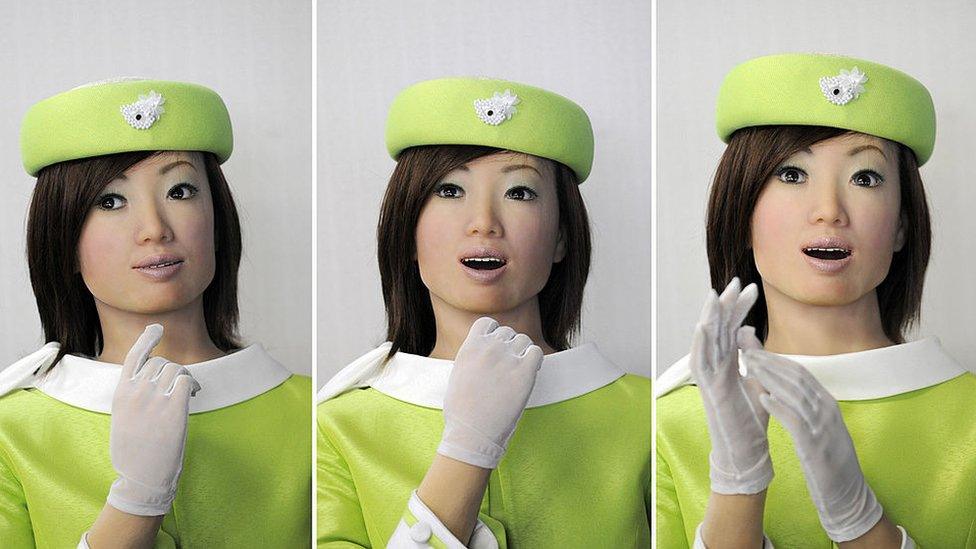 A robot receptionist created by Japanese robot maker Kokoro