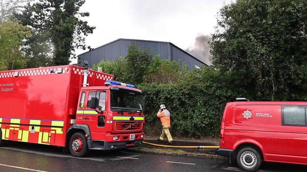 Fire engines in Ballygomartin industrial park