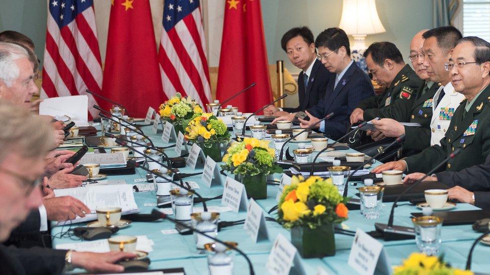 Fang Fenghui in 2017 in meeting with US officials