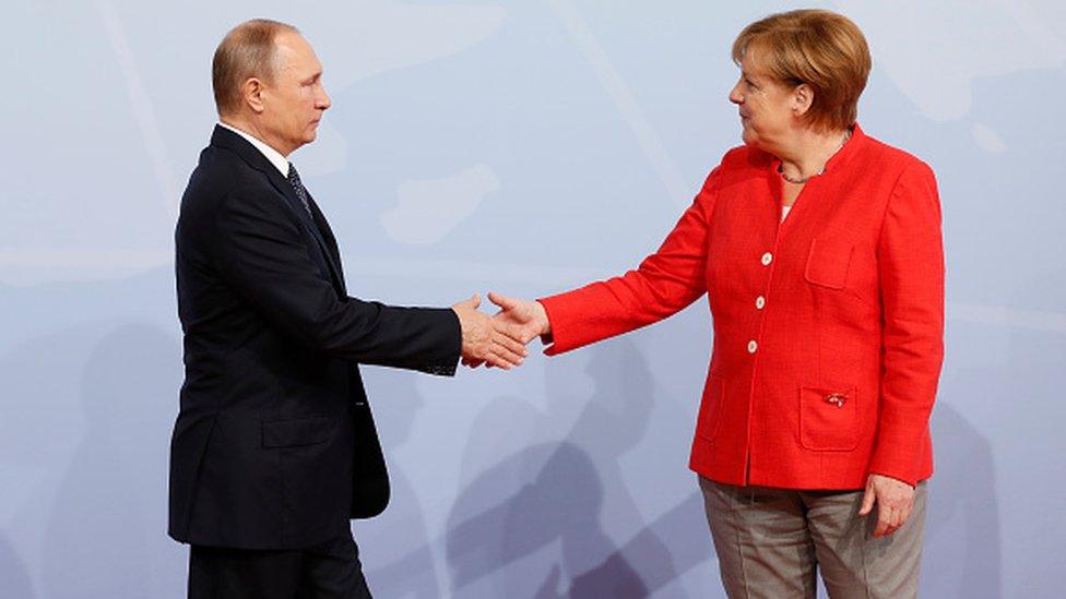 German Chancellor Angela Merkel hosted Russia President Vladimir