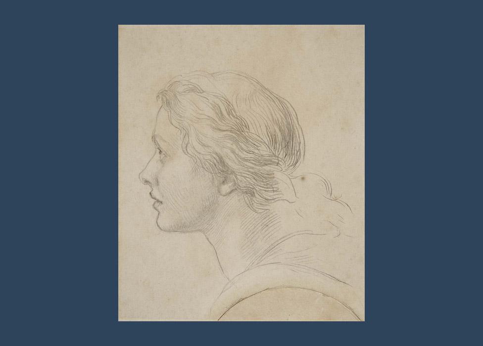 George Frederic Watts, Profile Portrait of Ellen Terry, c. 1864, graphite on wove paper 17.2 × 14.9 cm