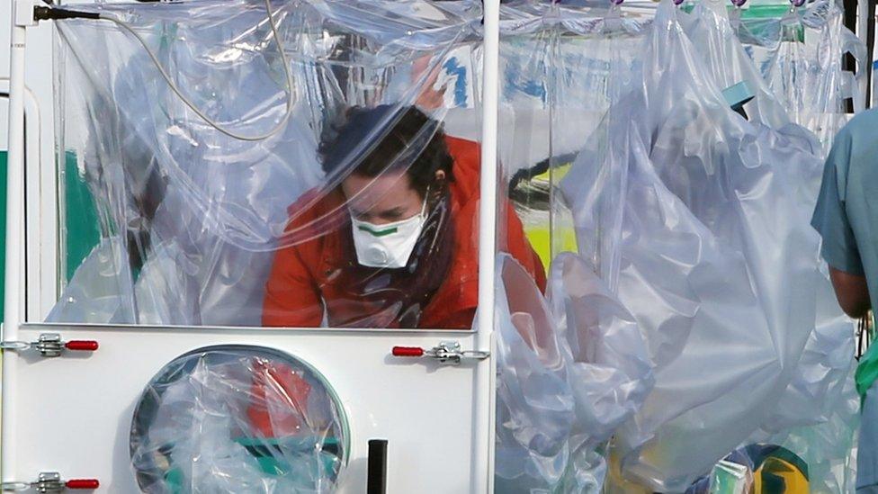 Pauline Cafferkey in an isolation tent